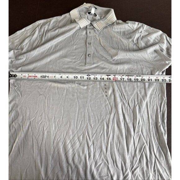 Murano Collezione Mens XL Polo Shirt Gray Striped Collar - Picture 6 of 7